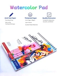 1 كتاب رسم بألوان مائية سميك عالي الجودة مجلد بغلاف حلزوني A3/A4/A5 يحتوي على 24 ورقة (88 رطل/180 جرام/م2) كتب ألوان مائية سميكة خاصة بالطلاب المبتدئين، كتب رسم وتلوين بالألوان المائية للرسم اليدوي، كتب رسم وتلوين للطلاب، ورق رسم وتلوين فني