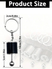 [Mini Alloy Gear Shift Keychain] Alloy Gearbox Keychain - Non-Braided Fashion Gear Shift Stick Keyring Car Accessory - Mini Auto Part Model Keychain (Black)