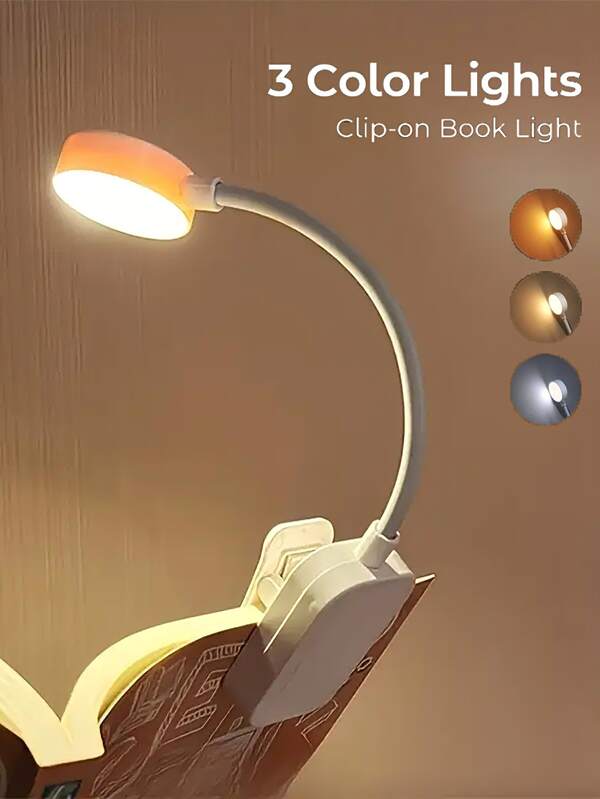 Luminária de leitura, luminária de preenchimento LED para maquiagem, luminária de leitura dobrável, com 3 iluminações de proteção ocular, luminária de pescoço de ganso flexível de 360° com clipe para livros, adequada para quarto, escritório, dormitório, luminária de preenchimento para espelho de maquiagem