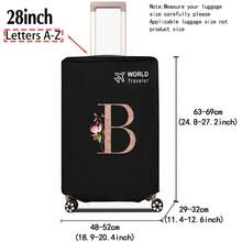 1pc Luggage Cover Non-Woven Suitcase Protector Baggage Dust Cover Suitable For 20-30 Inch Trolley Case Scratch-Resistant Luggage Protector Covers Rose Gold Initial Letter Pattern Travel Accessories Back To School Essentials