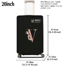 1pc Luggage Cover Non-Woven Suitcase Protector Baggage Dust Cover Suitable For 20-30 Inch Trolley Case Scratch-Resistant Luggage Protector Covers Rose Gold Initial Letter Pattern Travel Accessories Back To School Essentials