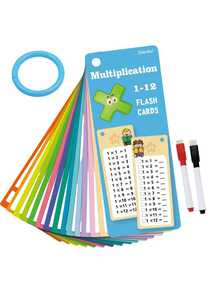 1 Set Math Addition, Subtraction, Multiplication, Division Learning Flashcards, 4 Styles, 15 Cards/Set + 2 Erasable Markers, Math Practice Cards For Arithmetic Drill, Vertical & Horizontal Addition, Subtraction, Multiplication, Division, Multiplication Table Memorization Tool, School Math Training Flashcards, Cognitive Cards To Develop Arithmetic Skills, Great Educational Learning Supplies - Random Color - View 4
