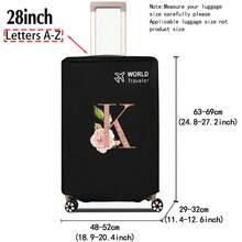 1pc Luggage Cover Non-Woven Suitcase Protector Baggage Dust Cover Suitable For 20-30 Inch Trolley Case Scratch-Resistant Luggage Protector Covers Rose Gold Initial Letter Pattern Travel Accessories Back To School Essentials