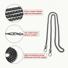 1pc 1.2m/47.2in Handbag Chain, Black Color Removable Chain With Lobster Clasp, For DIY Handbag