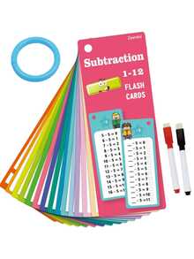 1 Set Math Addition, Subtraction, Multiplication, Division Learning Flashcards, 4 Styles, 15 Cards/Set + 2 Erasable Markers, Math Practice Cards For Arithmetic Drill, Vertical & Horizontal Addition, Subtraction, Multiplication, Division, Multiplication Table Memorization Tool, School Math Training Flashcards, Cognitive Cards To Develop Arithmetic Skills, Great Educational Learning Supplies - Random Color - View 6