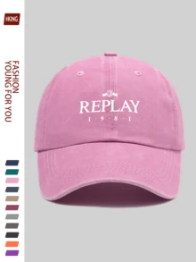 1pc "REPLAY" Fashionable Printed Baseball Cap, Funny Print Design, Black Papa Truckers Hat, Breathable & Comfortable, Solid Color Minimalist Retro Dad Hat, Adjustable Size, Suitable For All Seasons, Summer Outdoor Fishing Cap, Versatile For Men And Women, Ideal For Outdoor Cycling, Sports, Hiking, Fishing, Hunting, Father Fishing Holiday Birthday Gift - A - View 16