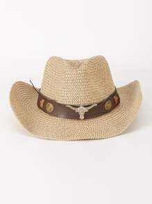 1pc Boho Animal Retro Print Rivet Inlaid Colorblock Water Drop Shaped Hat, Versatile For Men And Women, All Season