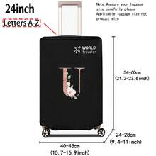 1pc Luggage Cover Non-Woven Suitcase Protector Baggage Dust Cover Suitable For 20-30 Inch Trolley Case Scratch-Resistant Luggage Protector Covers Rose Gold Initial Letter Pattern Travel Accessories Back To School Essentials