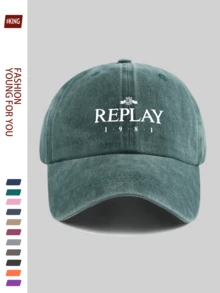 1pc "REPLAY" Fashionable Printed Baseball Cap, Funny Print Design, Black Papa Truckers Hat, Breathable & Comfortable, Solid Color Minimalist Retro Dad Hat, Adjustable Size, Suitable For All Seasons, Summer Outdoor Fishing Cap, Versatile For Men And Women, Ideal For Outdoor Cycling, Sports, Hiking, Fishing, Hunting, Father Fishing Holiday Birthday Gift - A - View 21