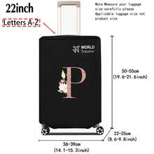 1pc Luggage Cover Non-Woven Suitcase Protector Baggage Dust Cover Suitable For 20-30 Inch Trolley Case Scratch-Resistant Luggage Protector Covers Rose Gold Initial Letter Pattern Travel Accessories Back To School Essentials