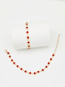 1 pezzo Elegante cavigliera a forma di cuore rosso, cavigliera di moda per donne, adatta per uso quotidiano e vacanze