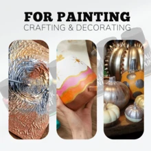 6 Metallic Acrylic Paints + 2 Brushes – Rich Pigments, 20ml Each, For Rock, Leather, Glass, Ceramic, Fabric - Sets - View 4