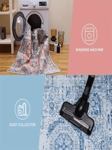 1pc Luxurious Retro Pattern Print Carpet, 1100g High-Density Faux Cashmere + TPR Washable Bottom, 0.6cm Thick, Classic Vintage Minimalist Elements, Soft Plush Area Rug, Suitable For Outdoor, Entrance, Living Room, Bedroom, Laundry Room, Bathroom, Machine Washable All-Season Large Size Mat, Home Decor