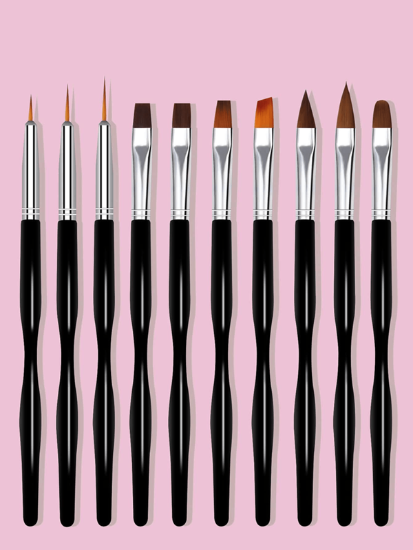 Set de 10 piezas Pinceles surtidos para pintura de uñas