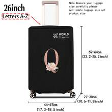 1pc Luggage Cover Non-Woven Suitcase Protector Baggage Dust Cover Suitable For 20-30 Inch Trolley Case Scratch-Resistant Luggage Protector Covers Rose Gold Initial Letter Pattern Travel Accessories Back To School Essentials