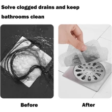 50-100 件一次性排水毛发收集器淋浴排水盖毛发收集器，淋浴排水网贴纸，用于人和宠物毛发，适用于浴室洗衣浴缸厨房水槽返校