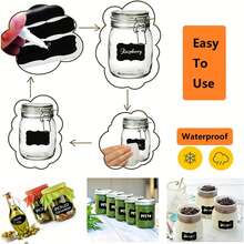 120/360pcs Black Waterproof Reusable Label Stickers With Wavy Pattern For Kitchen Food Storage, Suitable For Containers, Jars, Spices, Food Storage, Comes With A White Chalk. - Multicolor - View 5