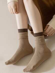 Sports Outdoor 5 Pairs Breathable Sports Striped Women's Street Socks Versatile Mid Tube Striped Socks Spliced Sasual Socks