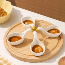 1pc Swan Shaped Ceramic Sauce Dish For Seasoning, Sauce, Oil, Vinegar, Mustard, Salad, Hot Pot Dipping,Kitchen,Christmas Gift