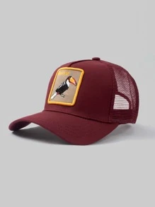 1pc Polyester Casual Sports Animal Embroidery Anti-UV Mesh Cap, Versatile Unisex Hat For All Season