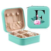 1 Caixa De Joias Floral, Caixa De Joias Verde, Caixa Compacta E Portátil Para Guardar Joias, Ideal Para Presentear Mãe, Amiga Ou Madrinha, Organizador De Bancada Com Forro De Veludo Para Anéis, Brincos E Colares - Leve