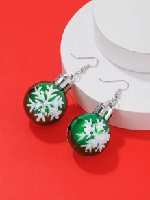 1pair Simple Snowflake Light Ball Pendant Earrings Ladies Christmas Decoration Gift