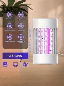 1pc Mute Electronic Insect Trap - USB-Powered Portable Bug Zapper With LED Ambiance Light, Durable Plastic Indoor/Outdoor Mosquito Killer For Camping & Home, No Chemicals, Design, Mosquito Zapper, Outdoor Pest Control, Modern Cylindrical Shape, USB Powered Device, Compact Design, Lightweight Construction, Home Users