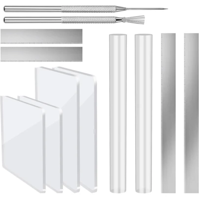Polymer Clay Cutting Tools, Acrylic Rolling Pin, 5pcs Flexible Clay Cutter Set, Ceramic Slicer Cutting Kit, Transparent Rectangular Pressing Board, Metal Wire Texture Set, Needle-Like Detail Shaping Supplies