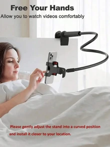 1 pieza Nuevo soporte de teléfono de acero al carbono reforzado, soporte de teléfono giratorio 360° con base espiral flexible - Compañero de mesita de noche perfecto para smartphones