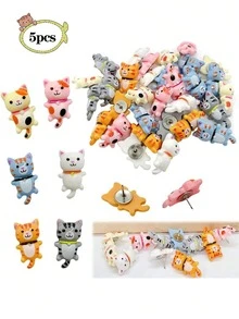 Finego 5/10/20/30/50 Pcs Cat Push Pins Animal Creative Thumbtacks Corkboard Pushpins For Photo Wall Home School Office Stationery Drawing Pins, Christmas Decoration - Multicolor - View 9