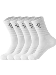 1/5/10/20 双男士中筒袜，弹性柔软透气日常袜子，男女通用中筒袜 - 彩色 - 查看 3