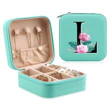 1 Caixa De Joias Floral, Caixa De Joias Verde, Caixa Compacta E Portátil Para Guardar Joias, Ideal Para Presentear Mãe, Amiga Ou Madrinha, Organizador De Bancada Com Forro De Veludo Para Anéis, Brincos E Colares - Leve