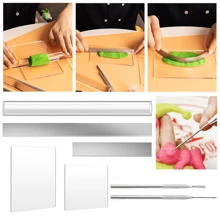 Polymer Clay Cutter Tools Acrylic Roller Pin For Sculpting Craft Shaping Knife Ceramic Cutters Slicer Kit Clear Rectangle Sheet Press Board Wire Texture Set Needle Detail Modelling Supplies