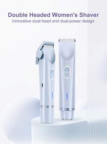 Multifunctional Shaver Rechargeable Electric Hair Removal Trimmer For Men And Women - Dual Head Shaver With USB Charging, Painless Wet And Dry Use 400mAh