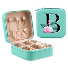 1 Caixa De Joias Floral, Caixa De Joias Verde, Caixa Compacta E Portátil Para Guardar Joias, Ideal Para Presentear Mãe, Amiga Ou Madrinha, Organizador De Bancada Com Forro De Veludo Para Anéis, Brincos E Colares - Leve