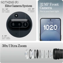 Phone (3a) 5G Smartphone Black, Qualcomm Snapdragon 7S Gen 3, 6.77 Inch 120Hz AMOLED, 50MP Main Camera And 50MP Telescope, 32MP Front Camera, 5000mAh Battery, 50W Fast Charging, NFC, Nothing OS 3.1 Powered By Android 15 - Black - View 3