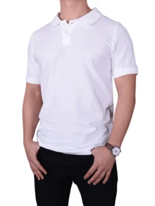 2 Pack Men's Polo Shirt Cotton S-3XL Regular Big & Tall Half Button Front Short Sleeve Polo Shirt Plain Stylish Breathable Sports Workout Top, Classic Casual Top For Golf Outdoor Sports, Summer Outfits Menswear For Daily Streetwear - 白色 - 查看 2