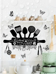 قطعة واحدة ملصق إكسسوارات المطبخ الإبداعية الجديدة، ملصقات لديكور المنزل، ملصقات مائية قابلة للإزالة لمطعم أو مطبخ أو ديكور المنزل - الأسود - مشاهدة 11