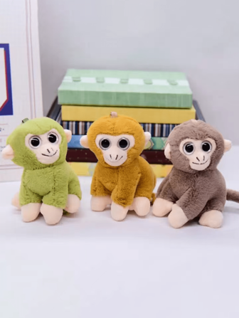 新款可爱仿真小猴子毛绒公仔金丝猴钥匙扣玩偶背包挂件动物园毛绒动物礼物