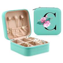 1 Caixa De Joias Floral, Caixa De Joias Verde, Caixa Compacta E Portátil Para Guardar Joias, Ideal Para Presentear Mãe, Amiga Ou Madrinha, Organizador De Bancada Com Forro De Veludo Para Anéis, Brincos E Colares - Leve