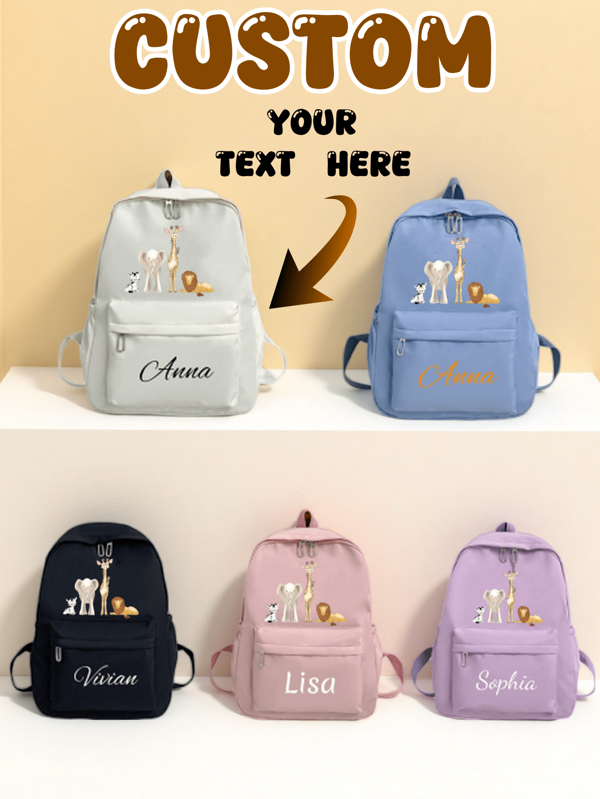 1 individuell gestaltbarer, niedlicher, kawaii, einfacher Cartoon-Pinguin, Hase, Fuchs, Löwe Rucksack, geeignet für die Schulanfang. Aus Nylonmaterial mit Doppelreißverschluss, leicht, großvolumig und faltbar. Sehr geeignet für Schule, tägliche Reisen, Einkaufen, Reisen und Urlaub sowie andere Anlässe.