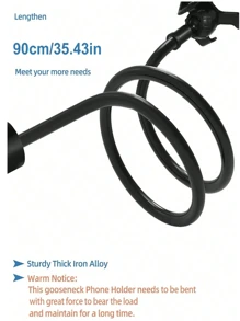 1 pieza Nuevo soporte de teléfono de acero al carbono reforzado, soporte de teléfono giratorio 360° con base espiral flexible - Compañero de mesita de noche perfecto para smartphones