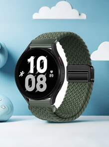 1pc 18mm 20mm 22mm Quick Release Nylon Braied Magnetic Strap Compatible With Samsung Galaxy Watch 7 6 5 4 3/Garmin Venu3 3S Vivoactive4 Active5 Vivomove Fenix8 47mm/Amazfit Bip6 Bip5 GTR4 GTS4 GTS4 Mini/Hua Wei Watch GT5 GT4 GT3 GT2 GT Watch4/Xiao Mi Watch S4 S3 Band