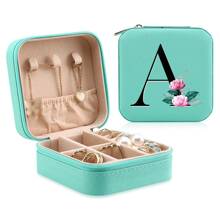 1 Caixa De Joias Floral, Caixa De Joias Verde, Caixa Compacta E Portátil Para Guardar Joias, Ideal Para Presentear Mãe, Amiga Ou Madrinha, Organizador De Bancada Com Forro De Veludo Para Anéis, Brincos E Colares - Leve