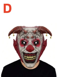 1 Pc Horror Scary Joker Mask, Latex Halloween Christmas Horror Clown Mask, Useful For Pranks, Parties, Haunted House Prop - Multicolor - View 8