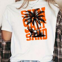 White Short Sleeve Women's T-Shirt, Comfortable Cotton Feeling Fit and Breathable Women's Top Orange Pop Slogan Printed Combo Beach Holiday Coconut Pattern Suitable for Holiday Street Y2K style Suitable for Beach Holiday Outing Street Essential Shirt - 白色 - 查看 8
