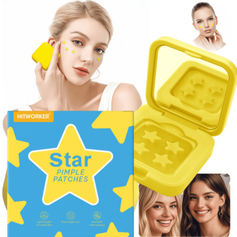 60 片水胶体痤疮贴 - 温和不刺激，遮盖痤疮和瑕疵 - 星形遮瑕贴，痤疮贴防水透气日常面部使用面部皮肤遮盖和护理必需品个人护理旅行时携带方便，配有小镜子，更加方便便携式盒装星形痤疮贴派对美容秘诀，完美的照片道具适合所有肤质和年龄