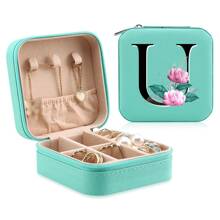 1 Caixa De Joias Floral, Caixa De Joias Verde, Caixa Compacta E Portátil Para Guardar Joias, Ideal Para Presentear Mãe, Amiga Ou Madrinha, Organizador De Bancada Com Forro De Veludo Para Anéis, Brincos E Colares - Leve