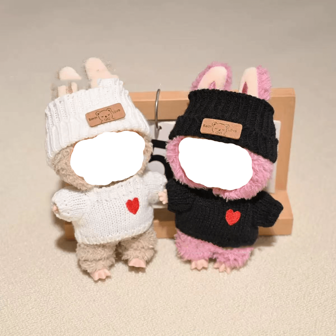 [Clothes Only] 1st/2nd Generation Blind Box Labu Party Figurine Clothes, Labu Love Pattern Sweater, Bear Logo Hat (Doll Not Included)