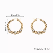 Boucles d'oreilles en acier inoxydable européennes et américaines, boucles d'oreilles de mode haut de gamme décorées de strass plaquées or 18 carats
